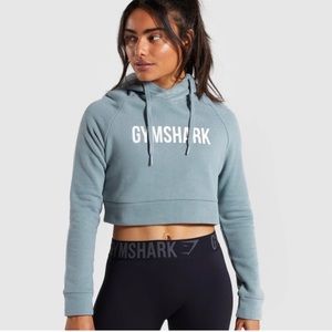 Gymshark Cropped Crest Hoodie - Turquoise